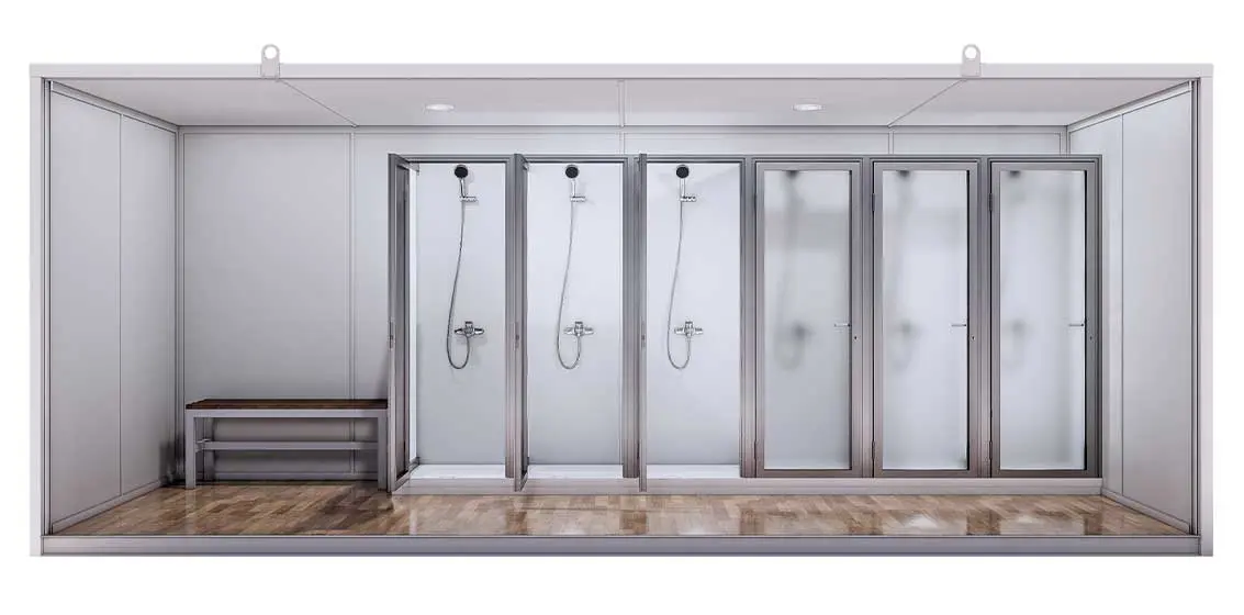 Baño Económico 20 Pies · 6 Duchas — vista interior