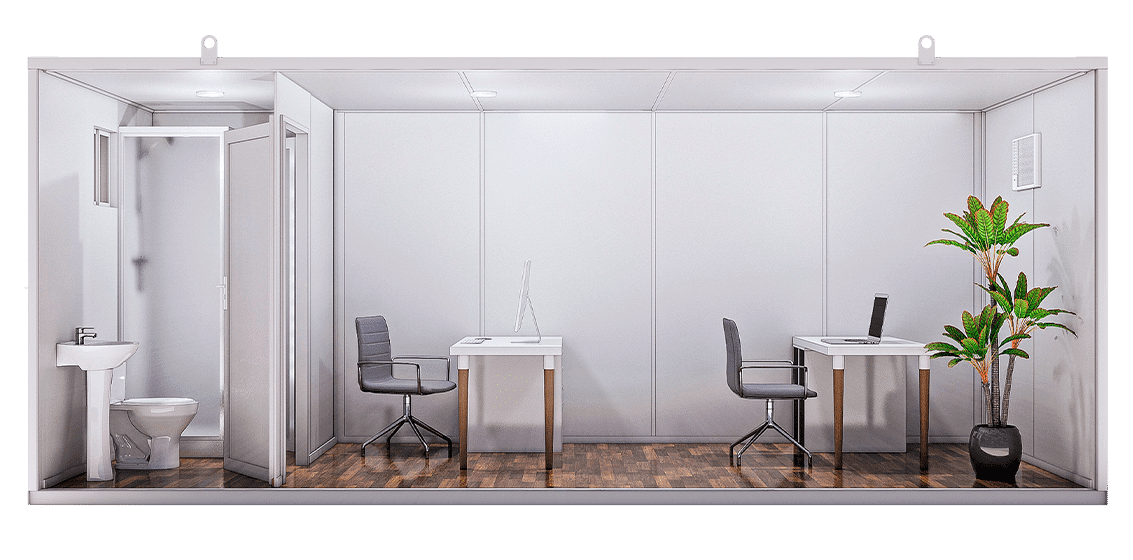 Módulo Oficina 20 Pies (6 metros) · Baño Completo — vista interior